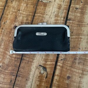 Unique Black Pebbled Leather Fossil Wallet